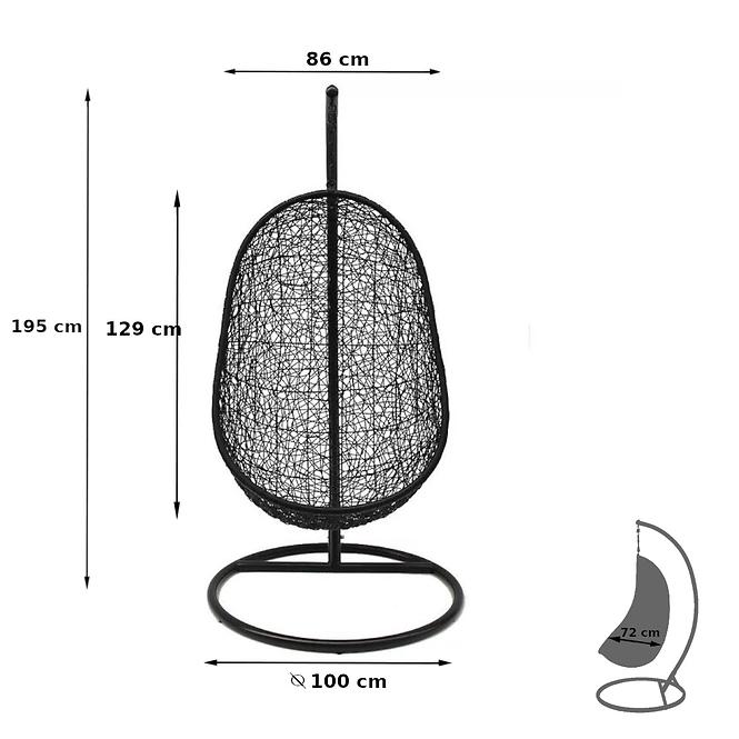 Gartenhängesessel Kongo schwarz + Kissen