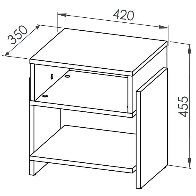 Schrank Gloss 55cm Weißer Glanz/Eiche Riviera