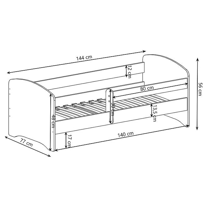 Kinderbett Pepe 140cm Weiß + Barriere