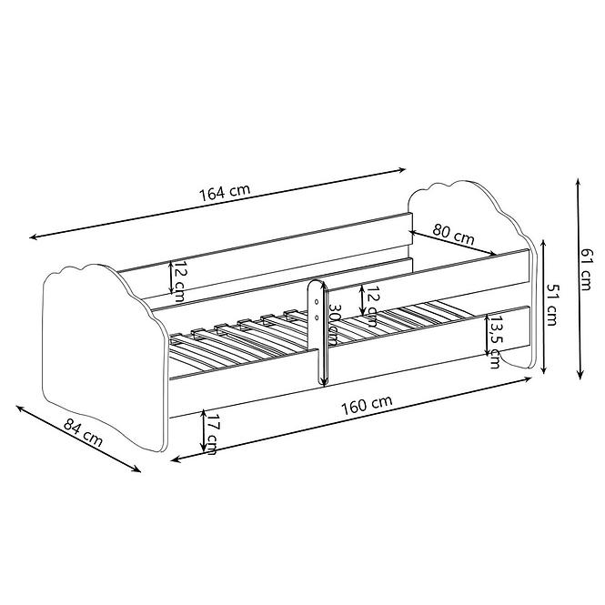 Kinderbett Casimo 160cm Graf+ Barriere