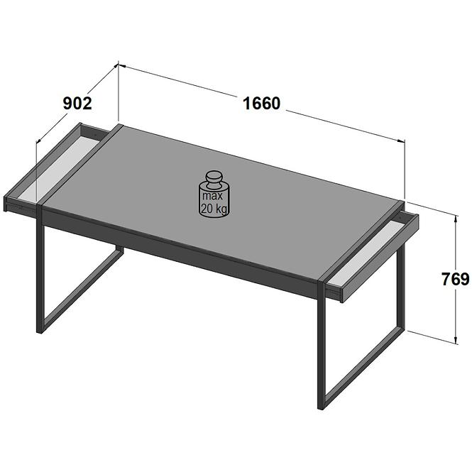 Essentisch Hud 166cm Beton/Daubeiche