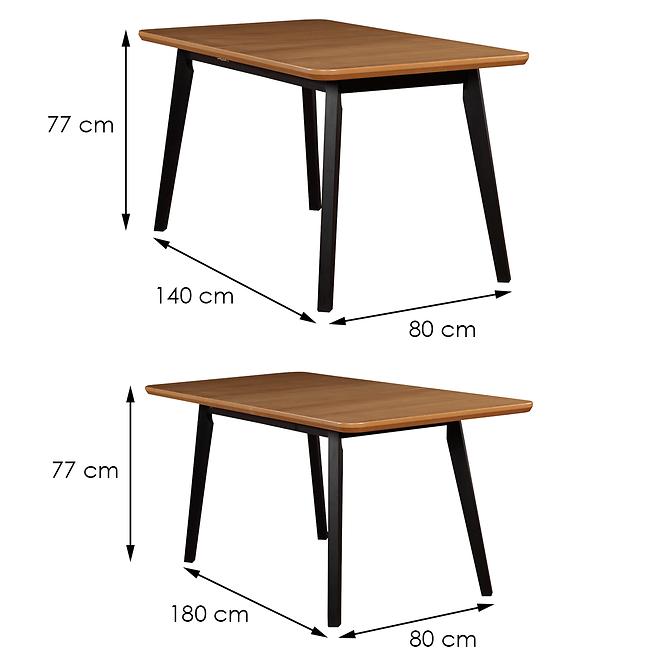 Essentisch ST41 140X80+40 Eiche Wotan/schwarz