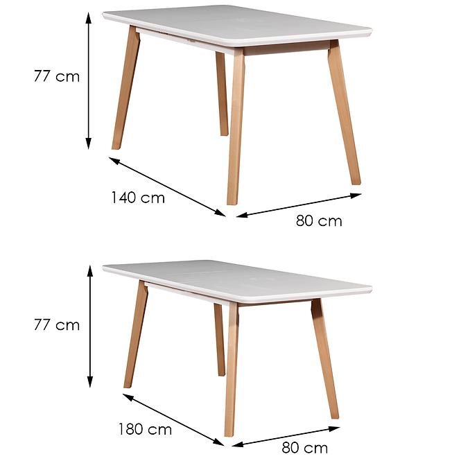 Essentisch ST41 140x80+40 Weiß/Buche